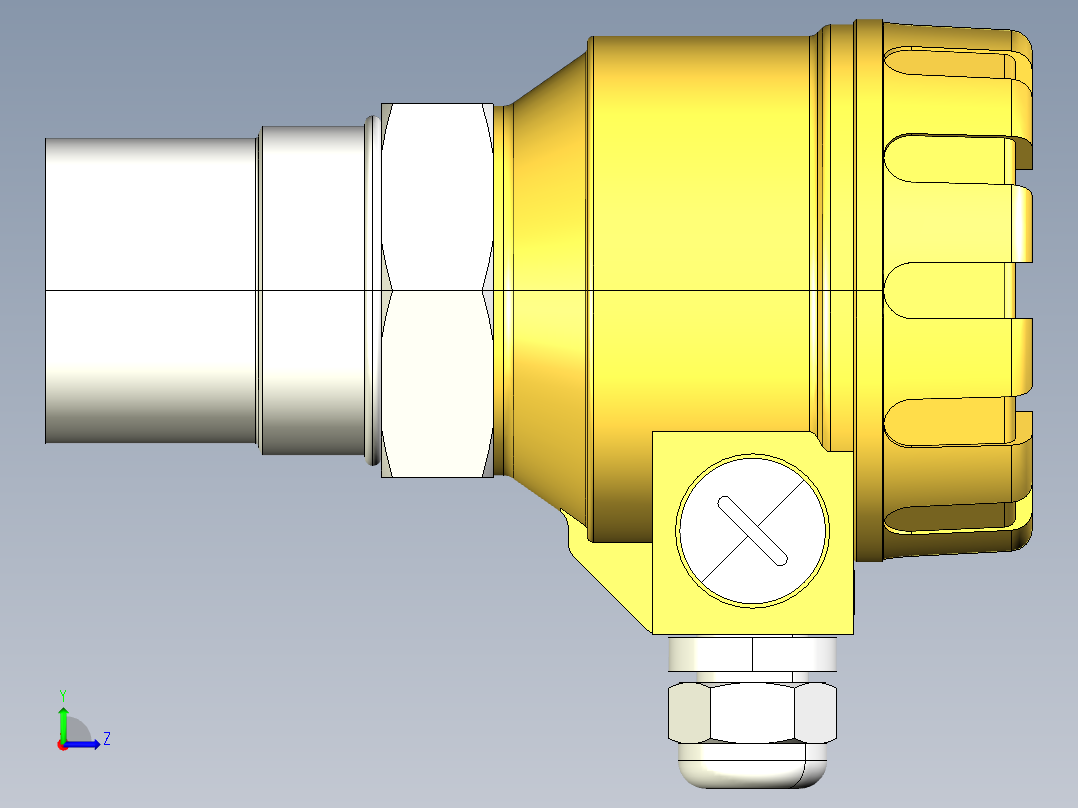 超声波设备TRANSMITTER-RANGE-6m-19.7ft-PVDF-BODY-4-20mA-2-WIRE-NPT-THREAD左视图