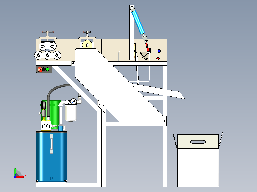 钢筋弯曲折断机3D数模图纸 Solidworks设计 附x_t格式前视图