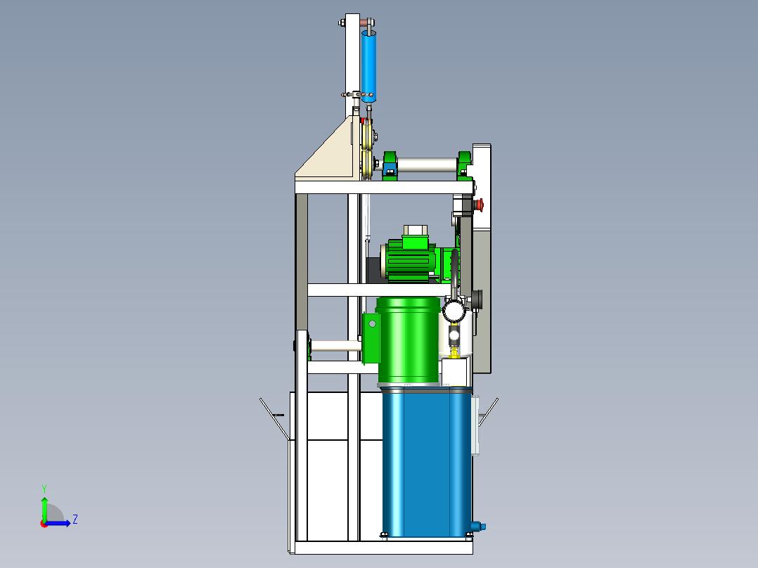 钢筋弯曲折断机3D数模图纸 Solidworks设计 附x_t格式左视图