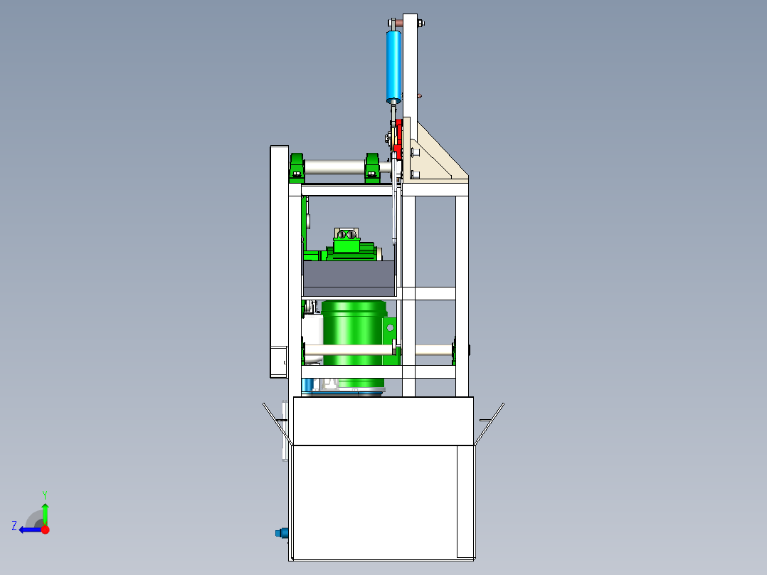 钢筋弯曲折断机3D数模图纸 Solidworks设计 附x_t格式右视图