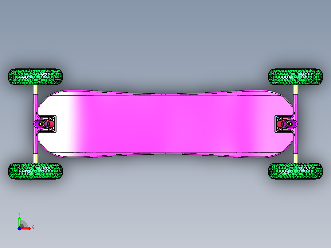 橡胶四轮滑板单翘板前视图