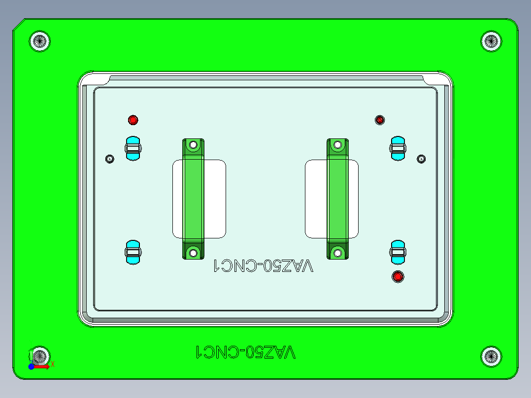 VAZ50-笔记本CNC工装夹具三维模型CNC1前视图