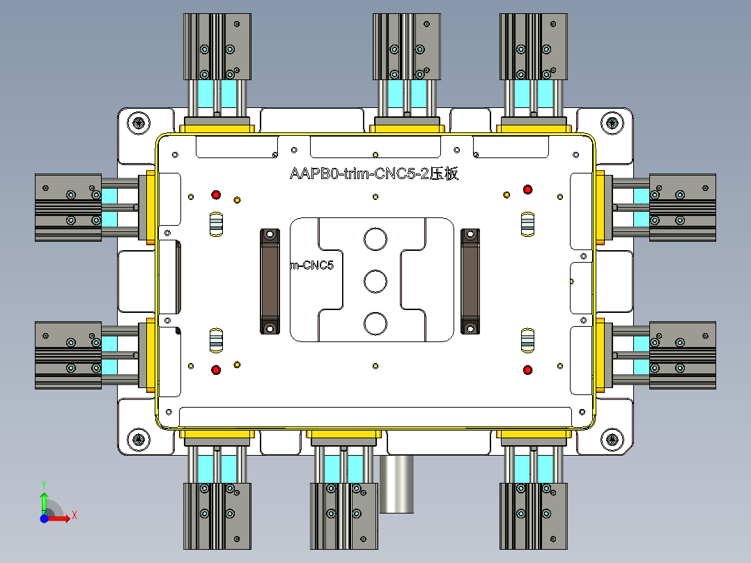 AAPB0-TRIM-笔记本CNC工装夹具三维模型CNC5前视图