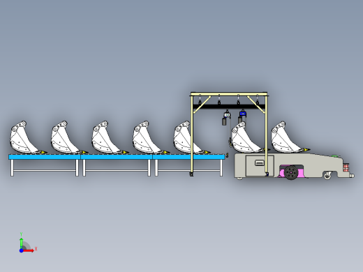 电动葫芦吊平台运输铲斗模拟前视缩略图