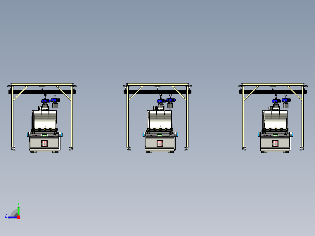 电动葫芦吊平台运输铲斗模拟右视图