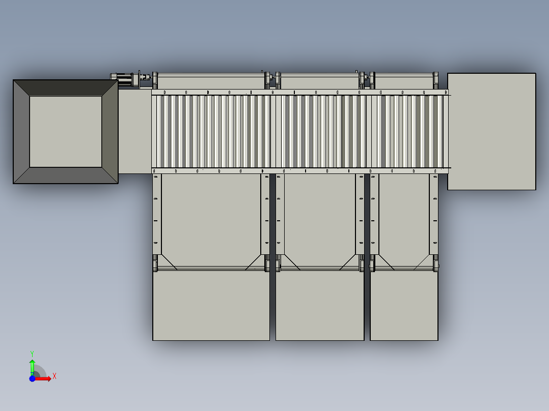 用于筛选鳝鱼苗的分级筛前视图