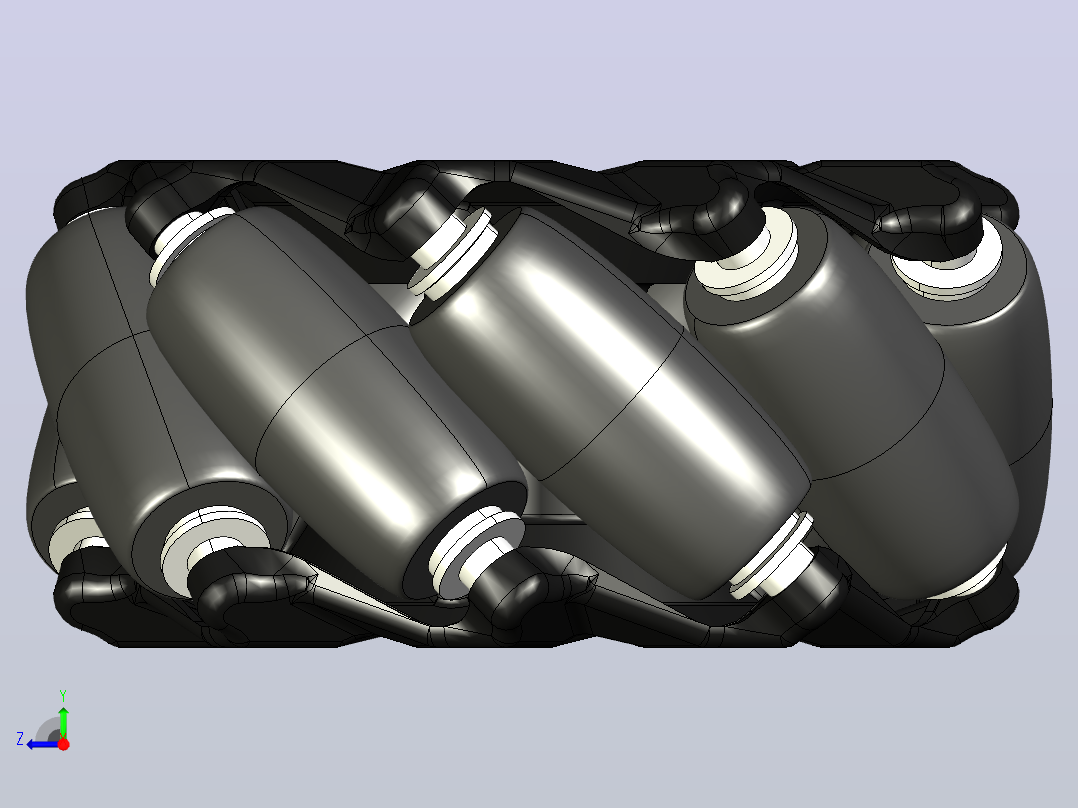 Omnidirectional+Mecanum麦克纳姆轮3D数模图纸+Solidworks设计+附STEP右视图