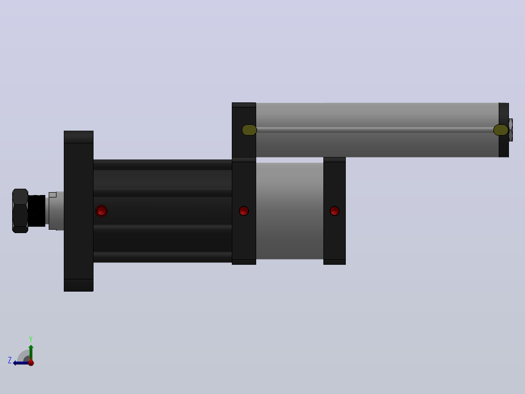 MPT-30T系列标准型[MPT-150-150-5-30T-M1-S1-0°]可调型气压增压缸右视图