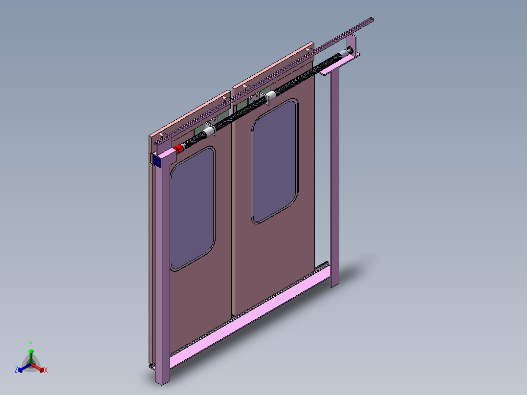 高铁电控移动门(sw+cad+说明书)正等轴测图