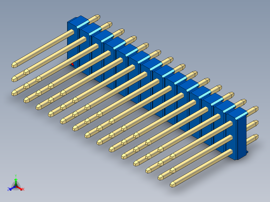 彩色公头100mil（2.54mm）系列-DS1021_blue_3x14p_100mil_Type5_rev1.0主视图