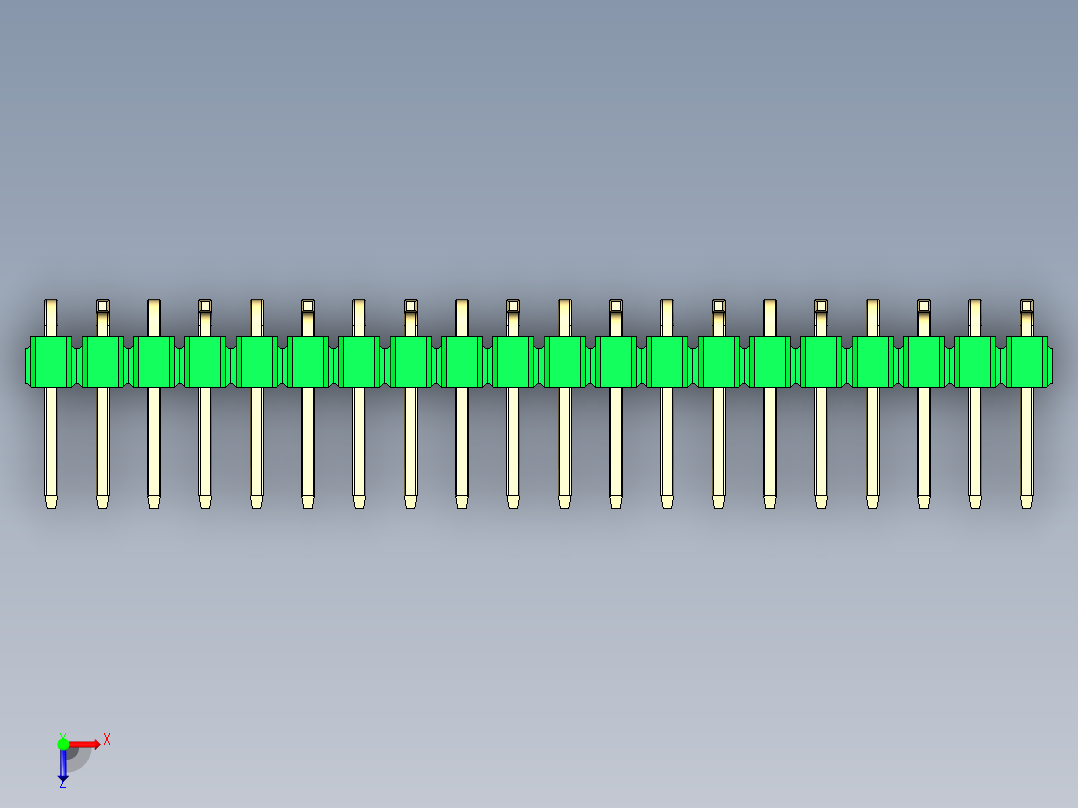 彩色公排针 100mil 2.54mm 系列-DS1022_green_20p_100mil_Type_SMT_R2_rev1.0俯视图