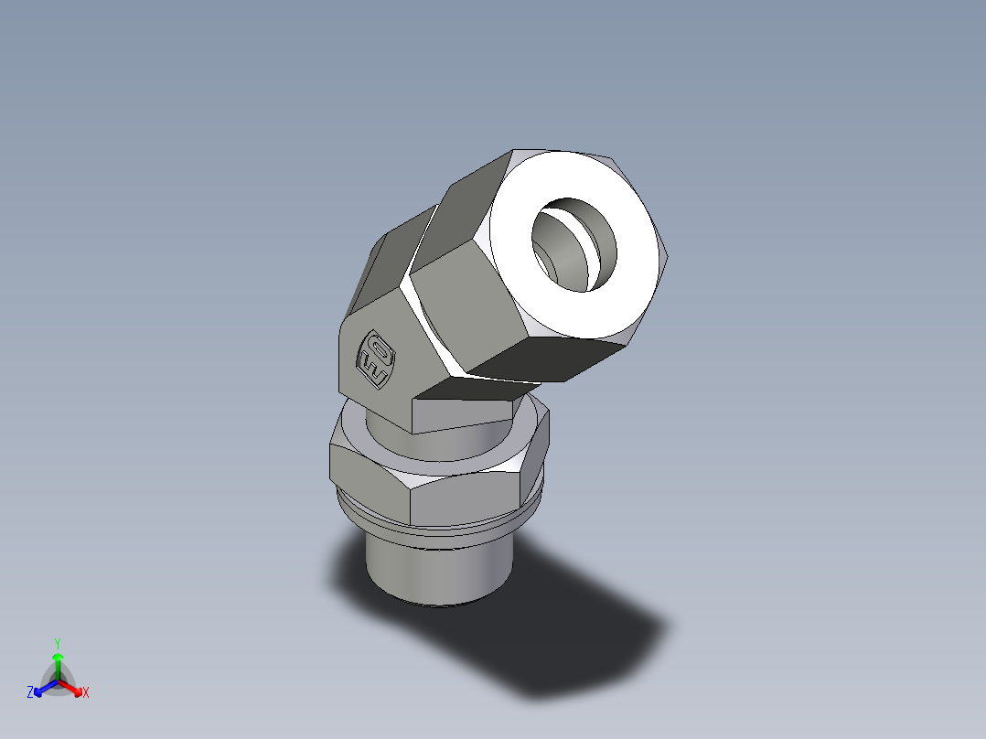 卡套式工业通用硬管接头EO_Adjustable_locknut_45_deg_elbow_VEE12ZSMCF主视图