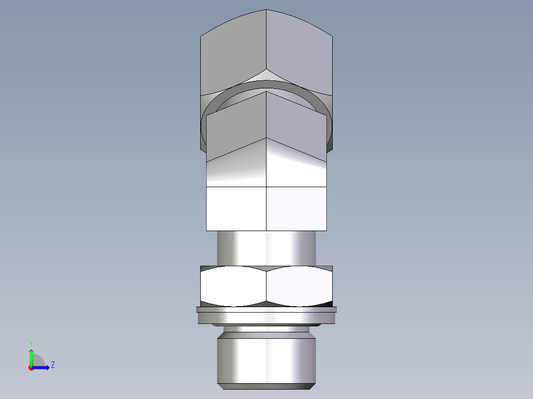 卡套式工业通用硬管接头EO_Adjustable_locknut_45_deg_elbow_VEE12ZSMCF左视图