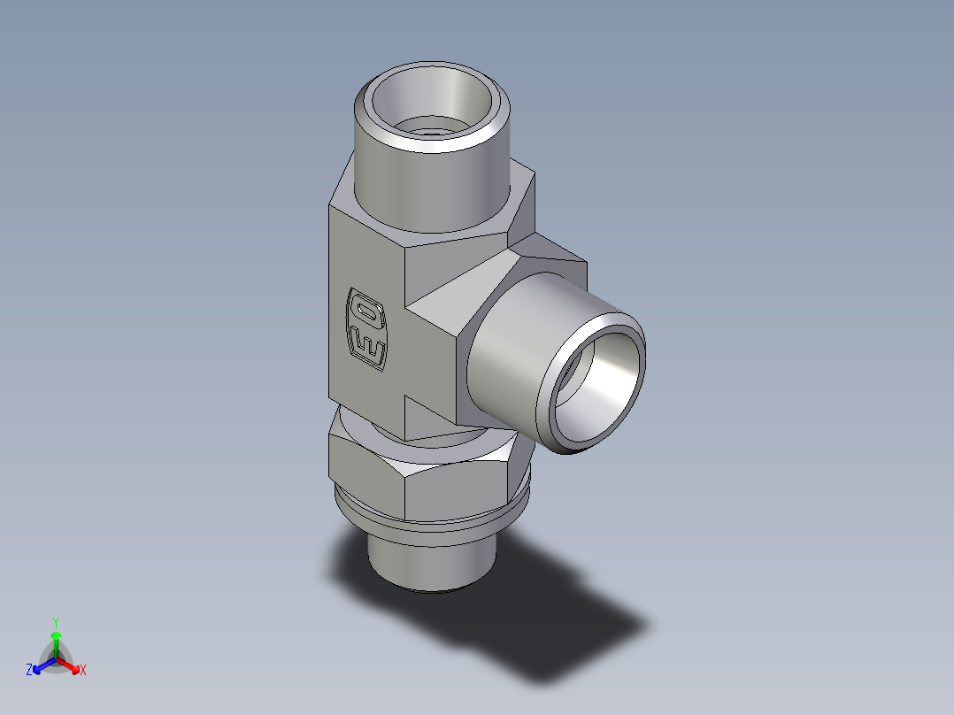 卡套式工业通用硬管接头EO_Adjustable_locknut_run_tee_LEE10LROMDCF主视图