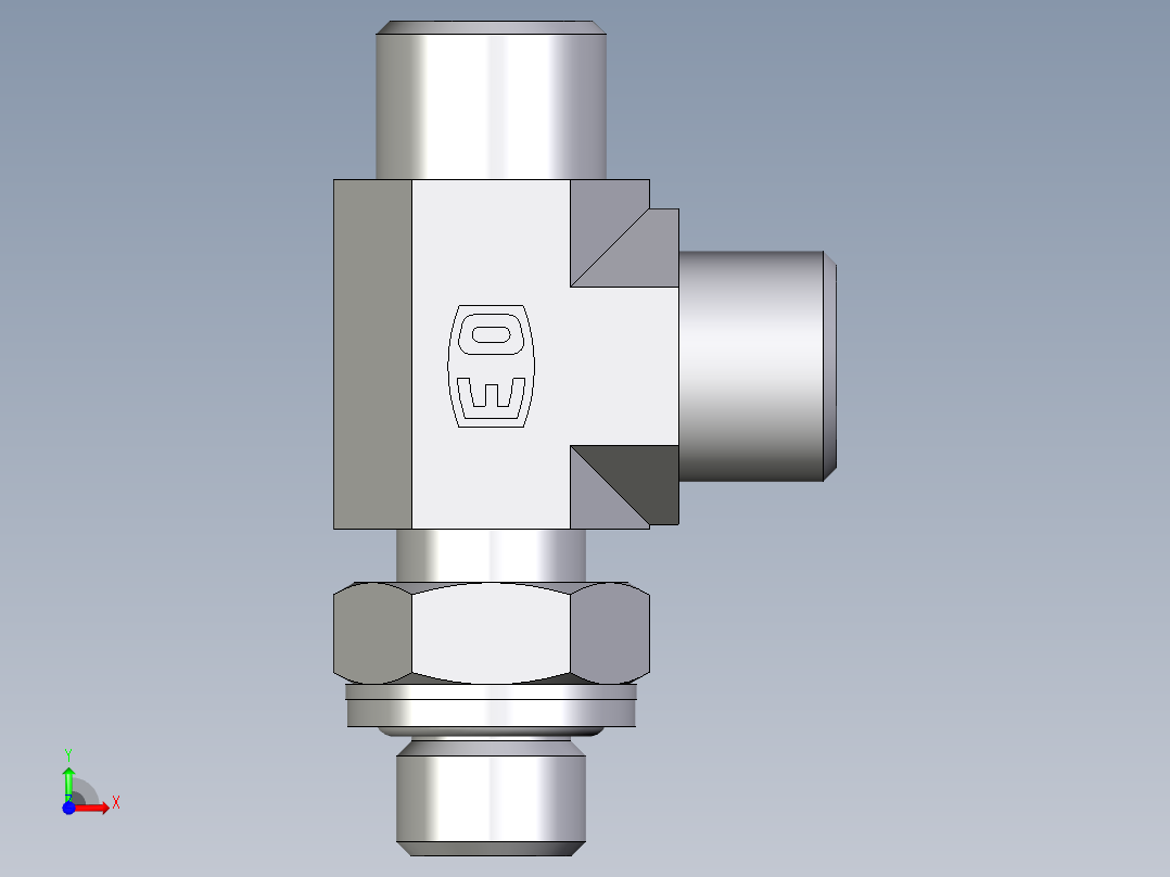 卡套式工业通用硬管接头EO_Adjustable_locknut_run_tee_LEE10LROMDCF前视图