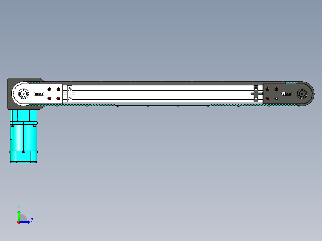 LE-XC6060-带工装右直连驱动输送线左视图