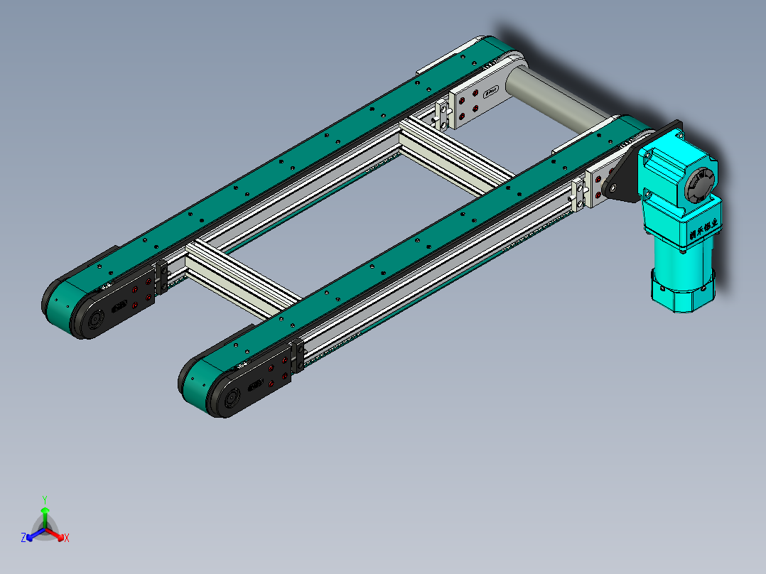LE-XC6060-带工装右直连驱动输送线正等轴测图