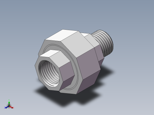 活接-等径内外丝直通 DN10正等轴测缩略图