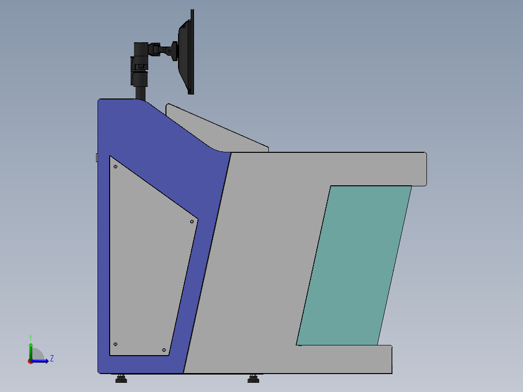 四工位桌面含储物槽造型控制台左视图