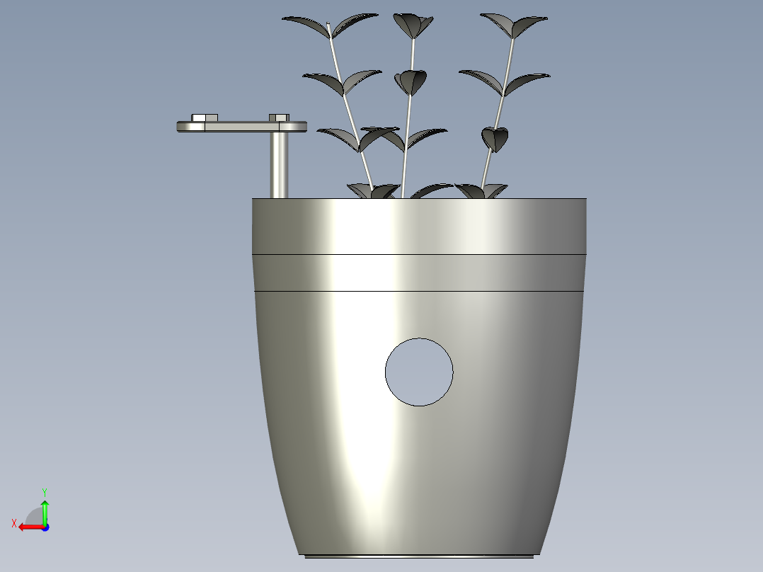 植物培养花盆后视图