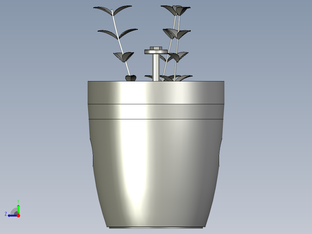 植物培养花盆右视图