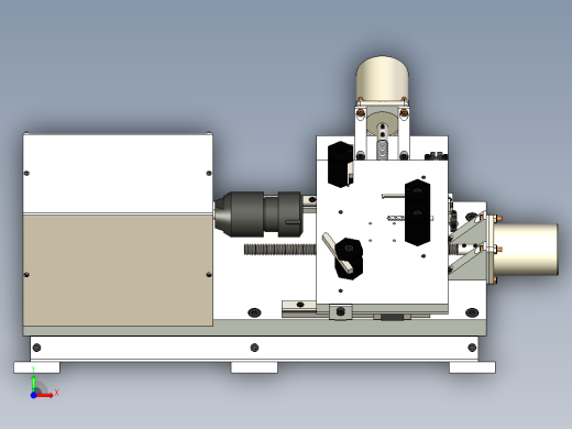 微型车床机械结构3D图纸前视缩略图