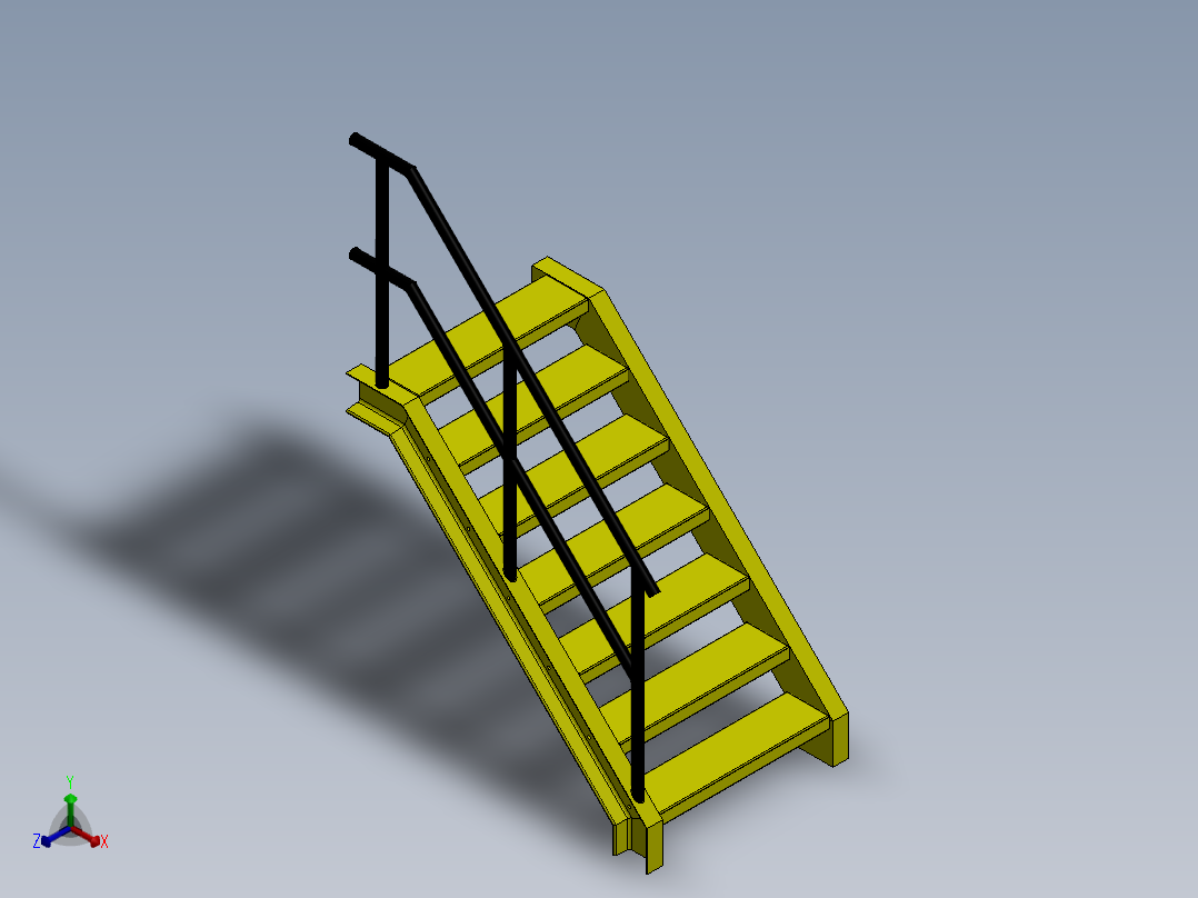 钢制楼梯正等轴测图