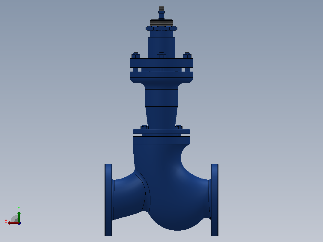 KE73波纹管密封或加长阀帽[DN65－KE73]二通单座阀后视图