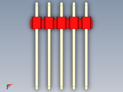 彩色公头100mil（2.54mm）系列-DS1021_red_2x05p_100mil_Type5_rev1.0俯视缩略图