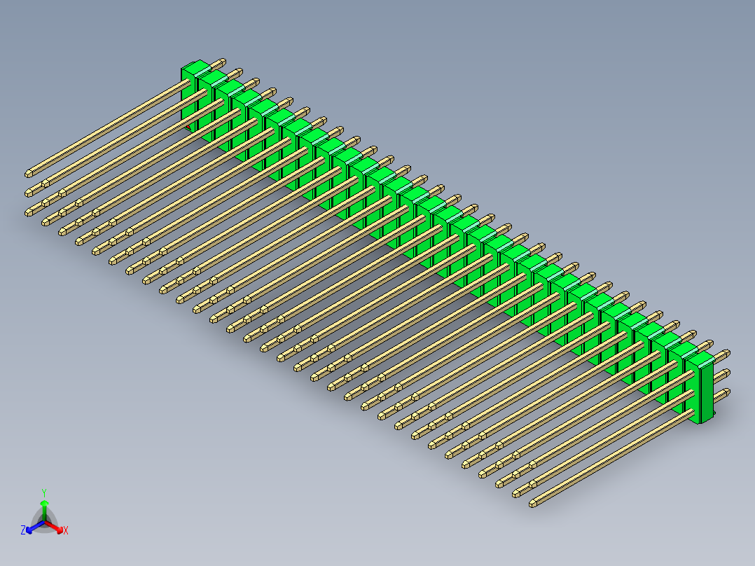 彩色公头100mil（2.54mm）系列-DS1021_green_3x31p_100mil_Type43_rev1.0主视图