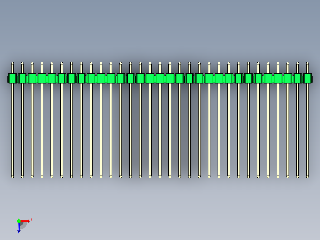 彩色公头100mil（2.54mm）系列-DS1021_green_3x31p_100mil_Type43_rev1.0俯视图