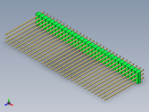彩色公头100mil（2.54mm）系列-DS1021_green_3x31p_100mil_Type43_rev1.0正等轴测缩略图