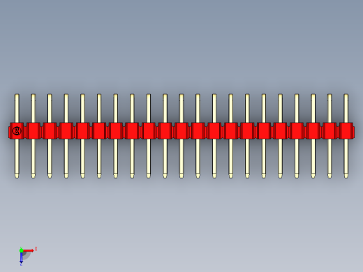 彩色公排针 100mil 2.54mm 系列-DS1022_red_2x21p_100mil_TypeD_rev1.0俯视缩略图