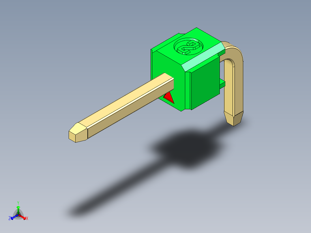 彩色公排针 100mil 2.54mm 系列-DS1022_green_1x01p_100mil_TypeD_rev1.0主视图