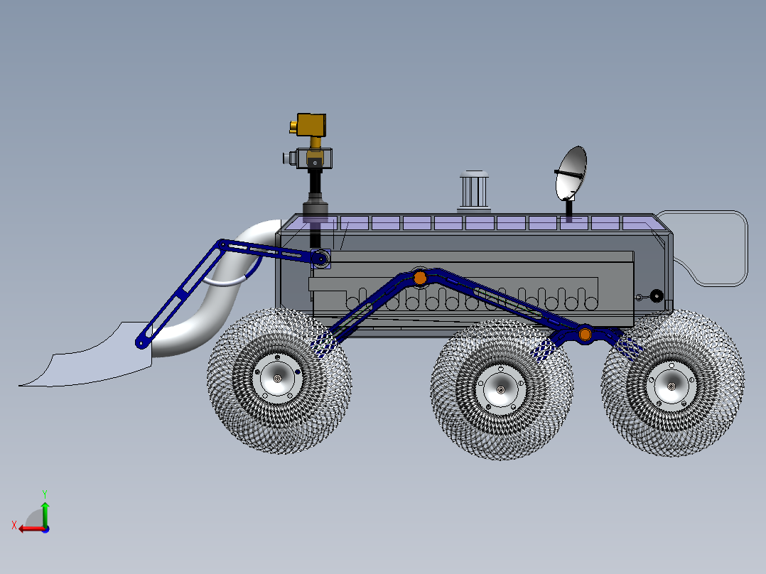 Lunar Rover月球车六轮摇臂小车后视图