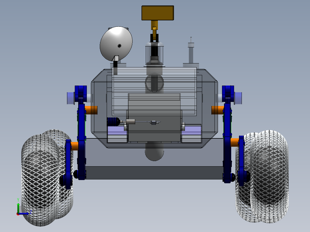 Lunar Rover月球车六轮摇臂小车左视图