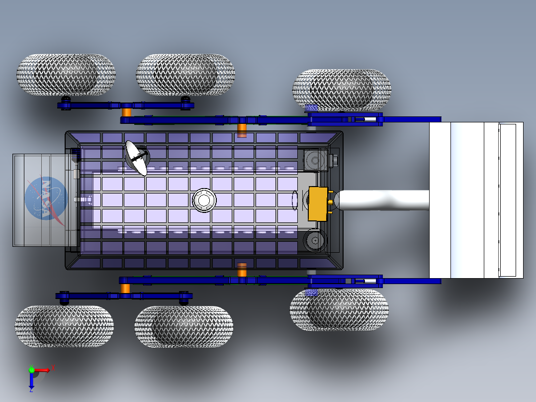 Lunar Rover月球车六轮摇臂小车俯视图