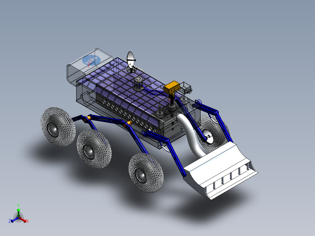 Lunar Rover月球车六轮摇臂小车正等轴测图