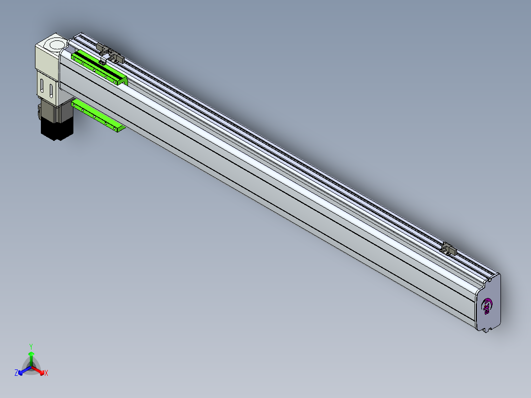 同步带滑台-半封闭B13-L90-S1000-L-P40-D3正等轴测图