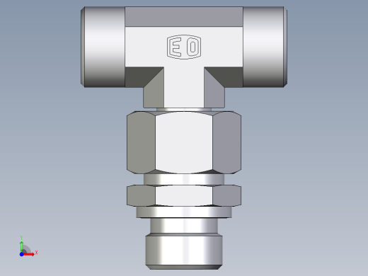 卡套式工业通用硬管接头EO_Assembled_adjustable_standpipe_branch_tee_EVT15LROMD71前视缩略图