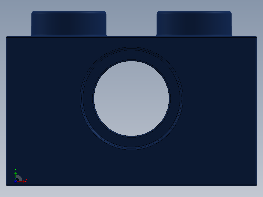 乐高机械组积木（横梁）-3700 Medium Stone Grey Technic Brick 1 x 2 with Hole前视图