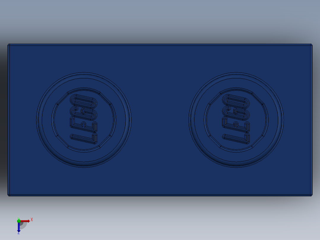 乐高机械组积木（横梁）-3700 Medium Stone Grey Technic Brick 1 x 2 with Hole俯视图