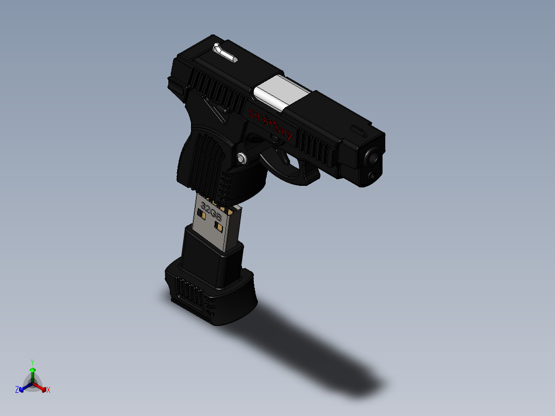 手qiang正等轴测图