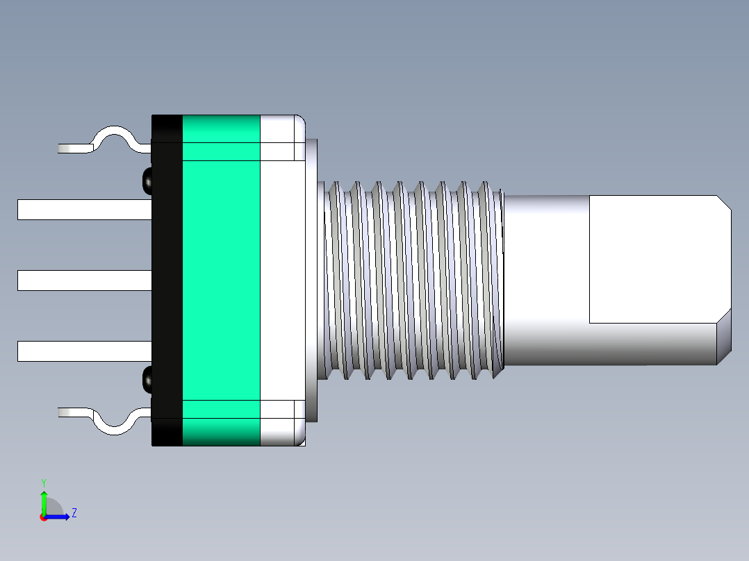电位器，PCB安装，立式，M7，执行器高度15毫米，总高度21.8毫米左视图