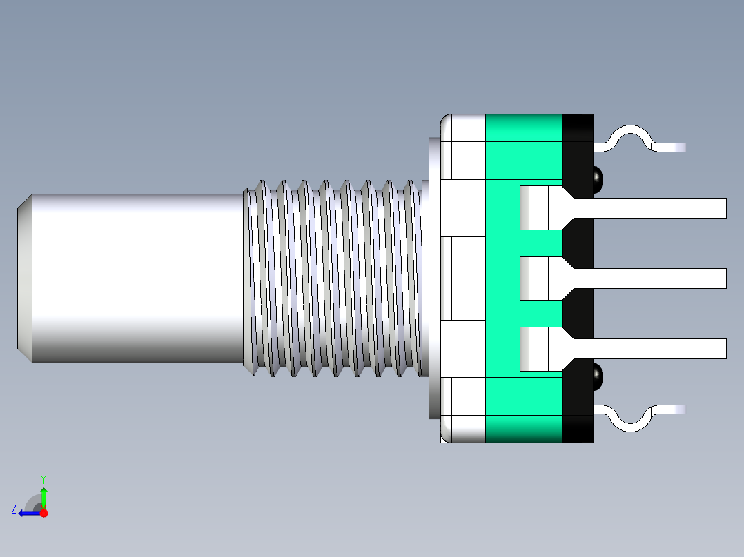 电位器，PCB安装，立式，M7，执行器高度15毫米，总高度21.8毫米右视图