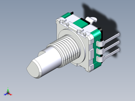 电位器，PCB安装，立式，M7，执行器高度15毫米，总高度21.8毫米正等轴测缩略图