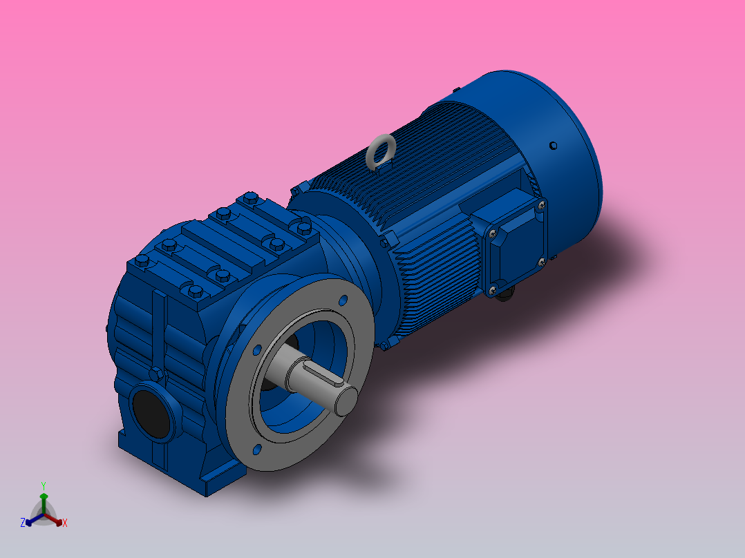 SF47法兰轴伸式安装斜齿-蜗轮蜗杆减速机SF47-Y0.25-4P-60.65-M1-0°-A主视图