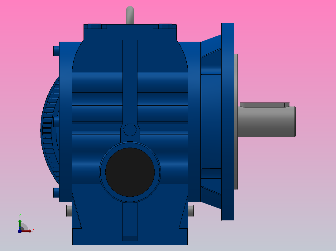 SF47法兰轴伸式安装斜齿-蜗轮蜗杆减速机SF47-Y0.25-4P-60.65-M1-0°-A前视图