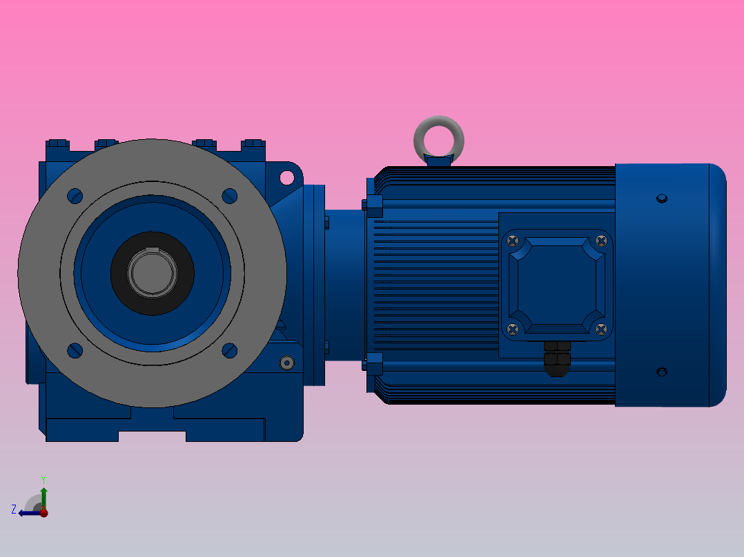 SF47法兰轴伸式安装斜齿-蜗轮蜗杆减速机SF47-Y0.25-4P-60.65-M1-0°-A右视图
