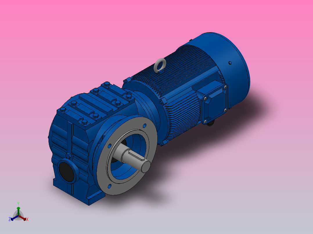 SF47法兰轴伸式安装斜齿-蜗轮蜗杆减速机SF47-Y0.25-4P-60.65-M1-0°-A正等轴测图